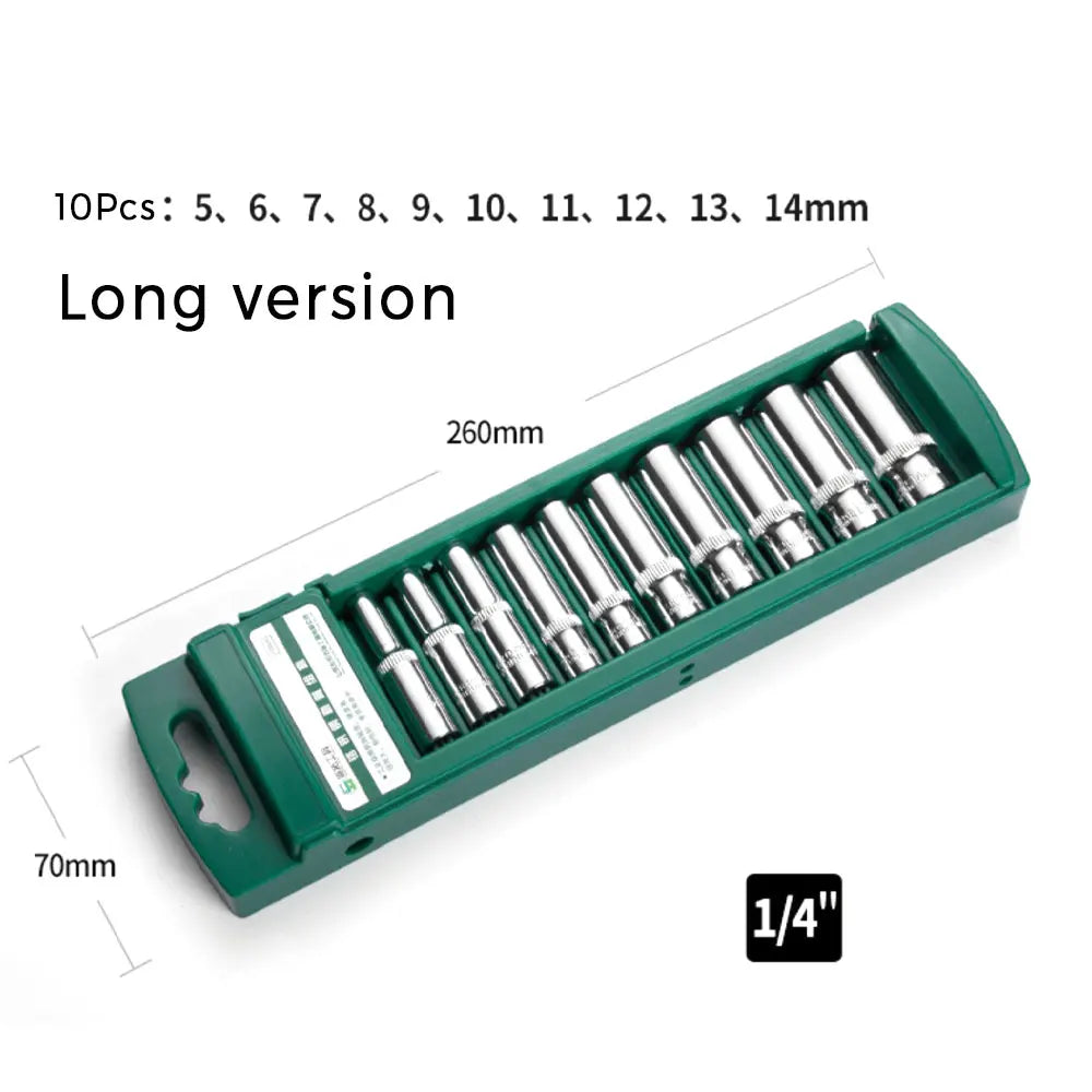 Hex Socket Wrench Head Set 1/4 3/8 1/2 Short Long Socket Deep Nut Driver