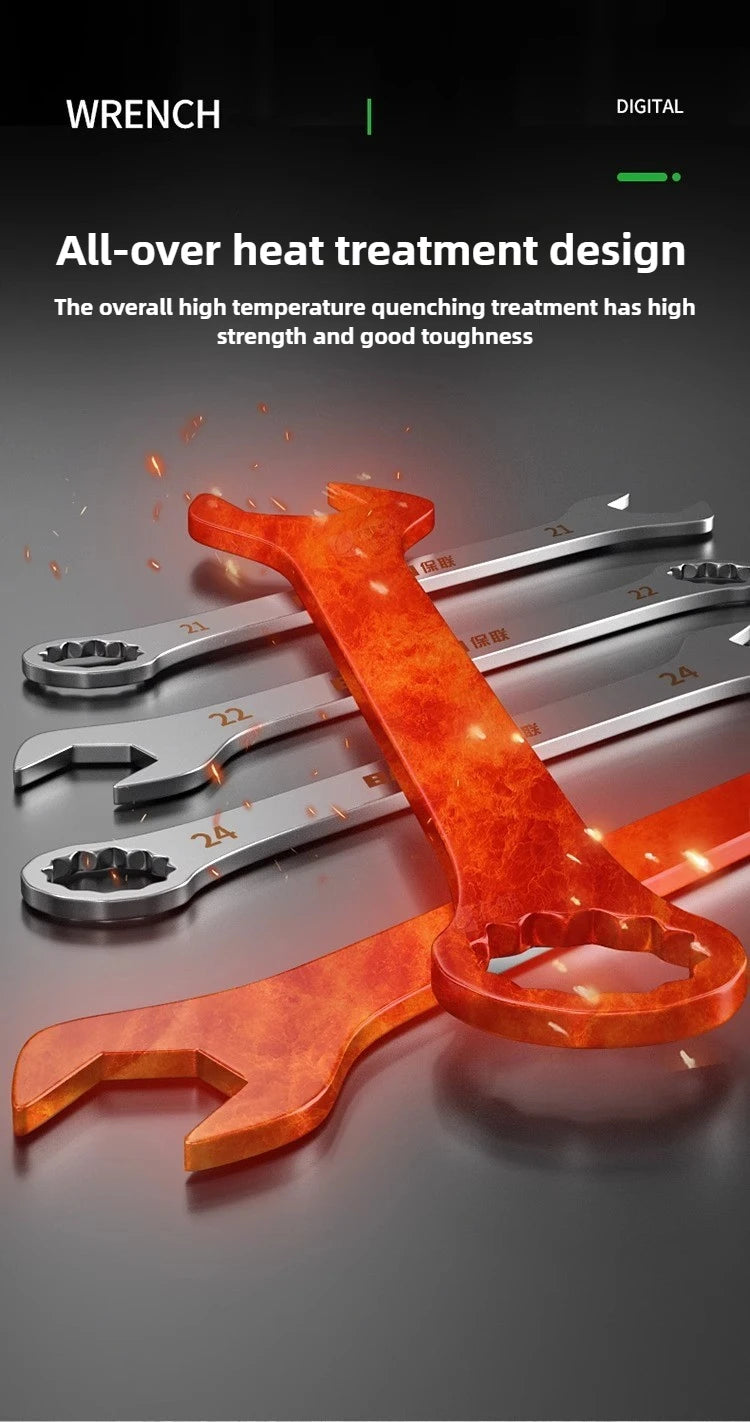 3mm Ultra-thin Wrench Large Open-end Wrench Plum Dual-purpose Wrench Wholesale 4-27MM Cross-border Thin Section Dual-purpose