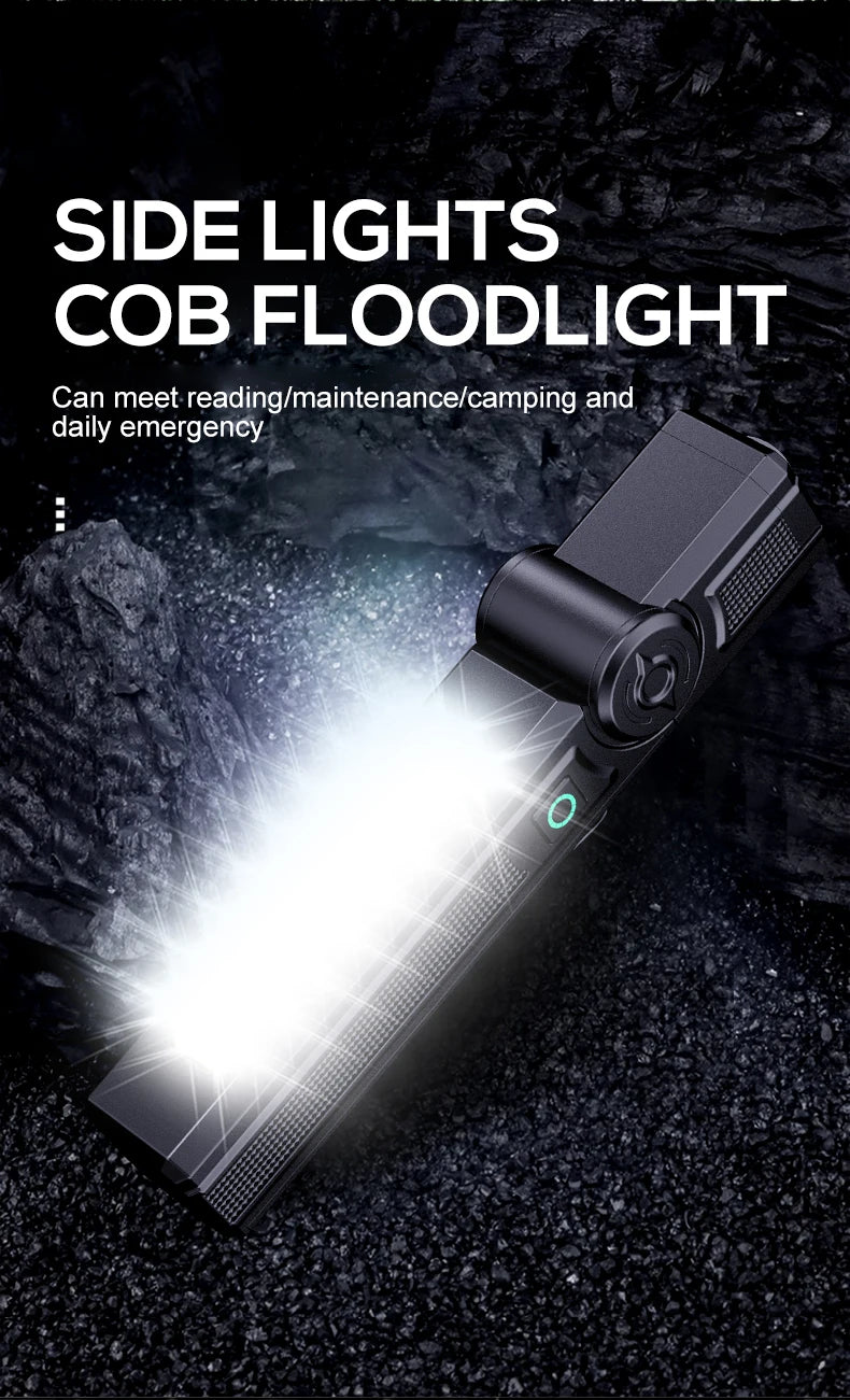 Multifunctional USB Rechargeable Flashlight with Magnet Powerful COB LED Work Light Waterproof Torch
