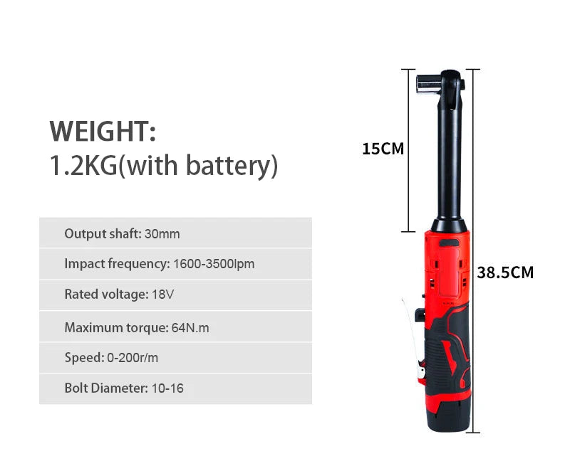 90° Right Angle Electric Ratchet Wrench | 15cm Compact Rechargeable Power Truss Wrench for Tight Space Automotive & DIY Repair