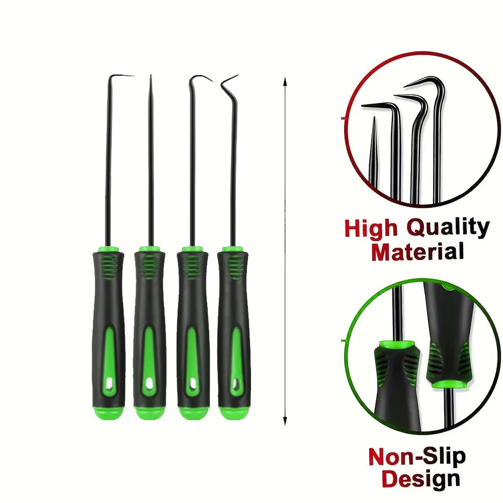 4 Piece Green Pick & Hook Set – Precision O-Ring Seal Puller Tools