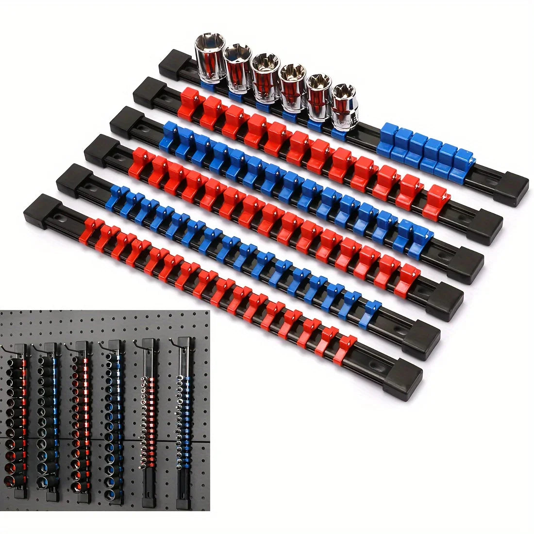 Socket Organizer Drive  6PCS 1/4, 3/8 and 1/2Holds 86 Sockets Premium Quality.