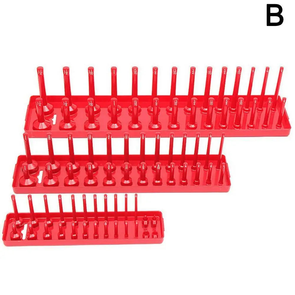 3 Pcs/1/4'' 3/8'' 1/2'' Socket Organizer Sleeve Holder Garage Storage Tool Metric SAE Plastic Home Tool Rack Tray Organizer