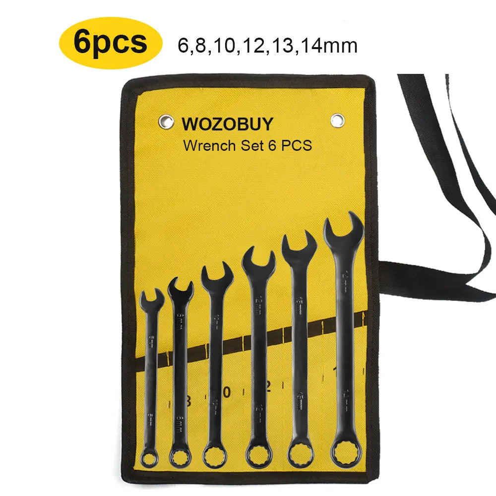Combination Wrench Set CR-V Steel Open & Box End Spanner Tool Kit – 6–16 Piece Options w/ Pouch