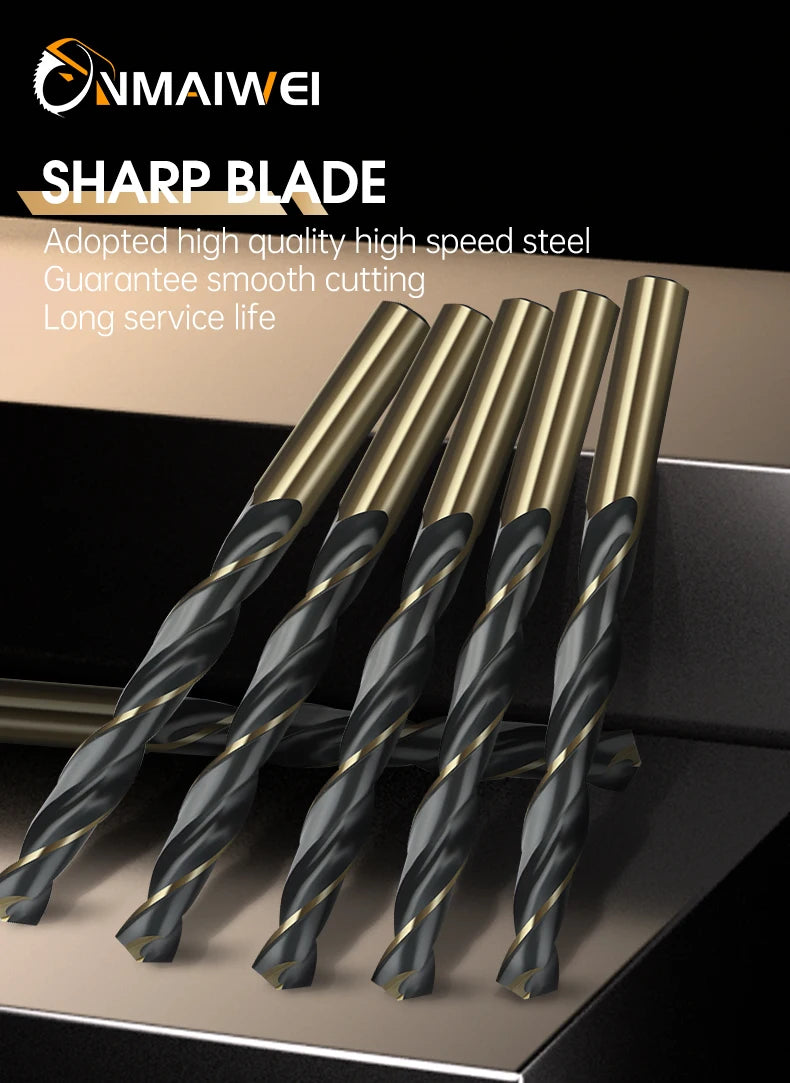 M2 10PC 1-13mm Drill Bits High Strength, Drill Stainless Steel And Other Metals