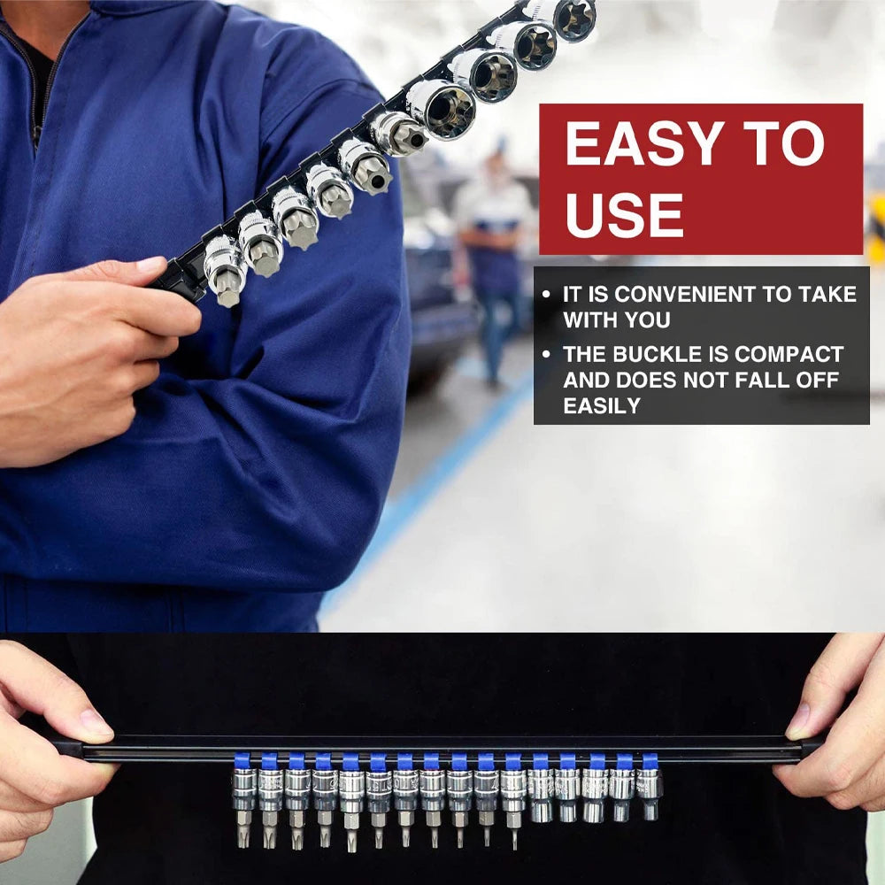 Socket Organizer 360-Degree Rotating Portable Socket Storage Rack 1/4-inch, 3/8-inch, 1/2-inch.