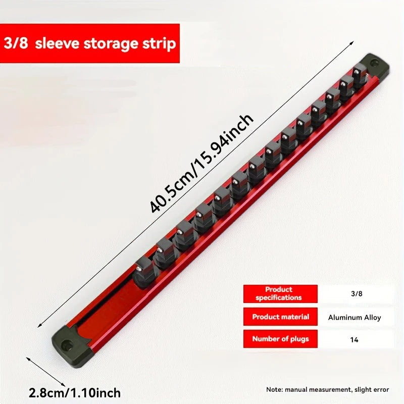 Aluminum alloy magnetic socket organizer (1 or 3 pieces), 1/4, 3/8 and 1/2.