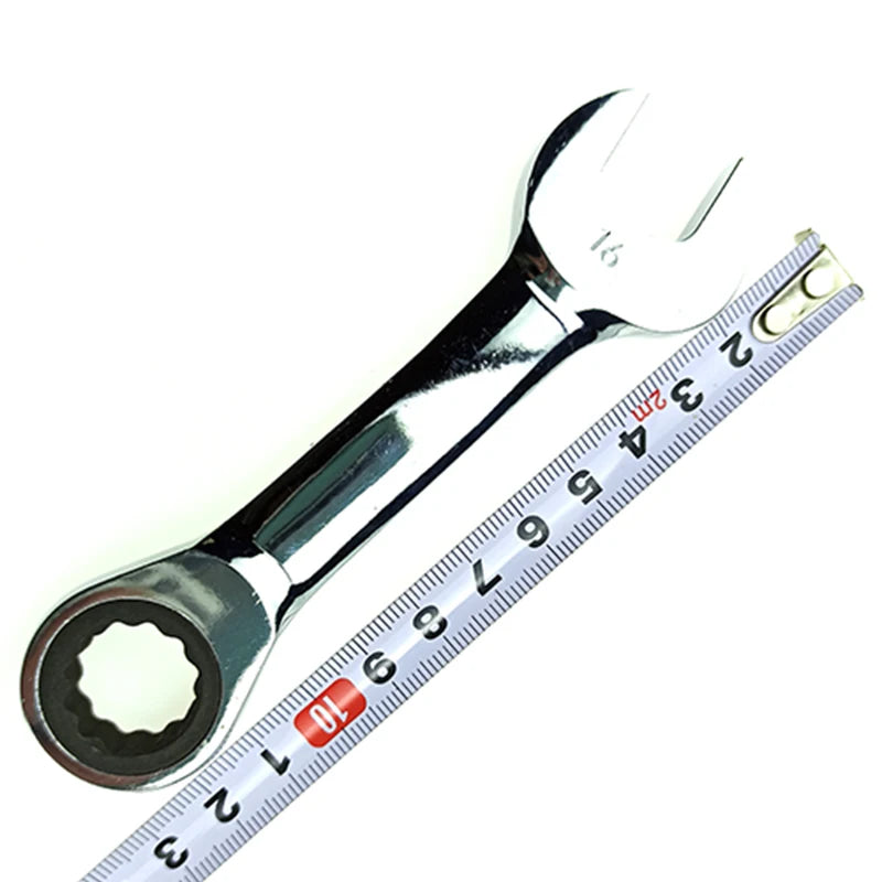 WEELEE Stubby Reversible Ratchet Wrench 8–19mm – CR-V Chrome Steel Socket Spanner Tool for Auto Repair & Mechanics