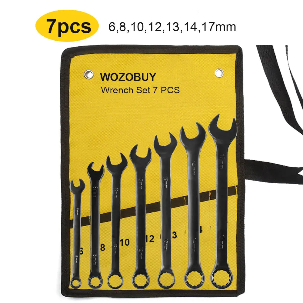 Combination Wrench Set CR-V Steel Open & Box End Spanner Tool Kit – 6–16 Piece Options w/ Pouch