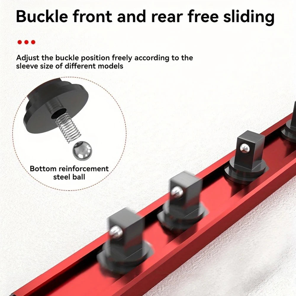 Aluminum alloy magnetic socket organizer (1 or 3 pieces), 1/4, 3/8 and 1/2.