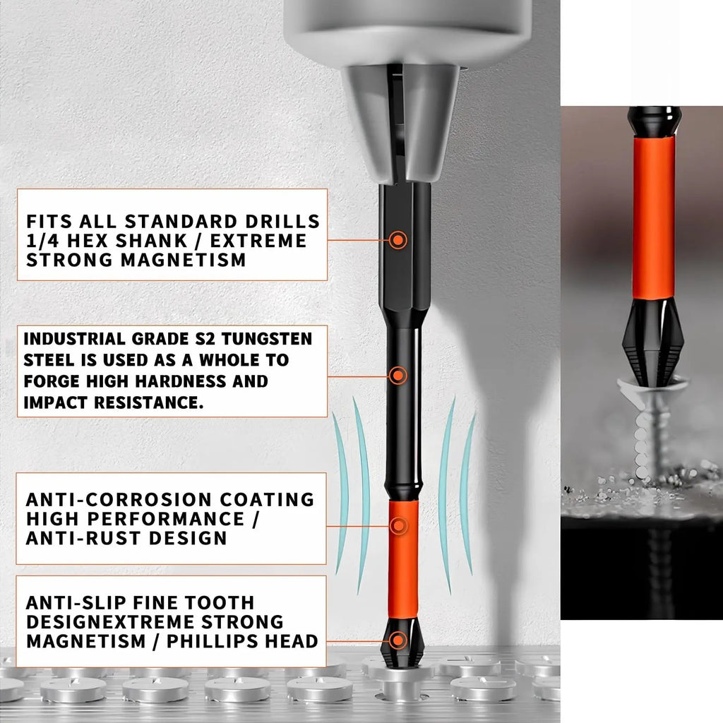 Rafford Anti Slip bits Magnetic Screwdriver bit Set S2 Alloy Steel Impact Resistance Bits-3/6/12Pcs Suitable for Electric Drills