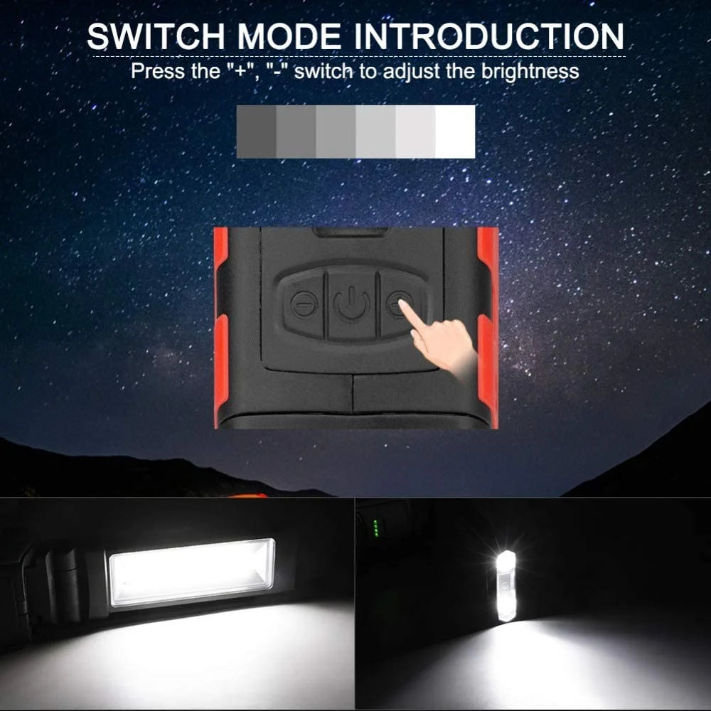 Rechargeable LED Work Light COB Magnetic Folding 270° Inspection Lamp Torch Hook Garage Camping Light