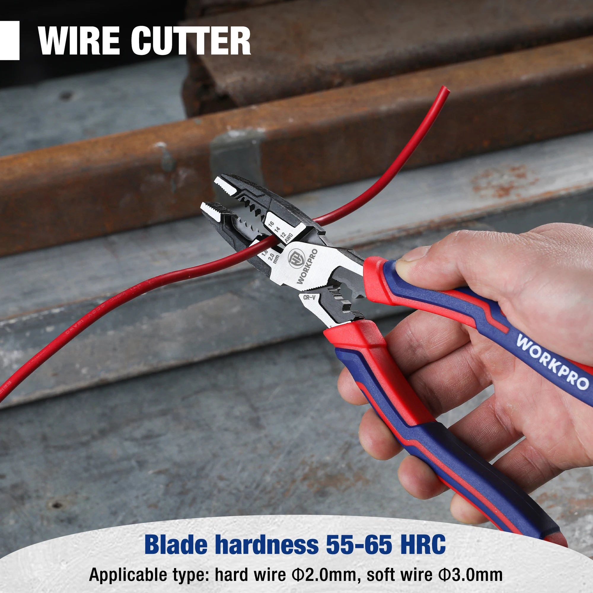 WORKPRO 8" Linesman Pliers – CR-V Heavy Duty Wire Cutter & Stripper with Comfort Grip Handles