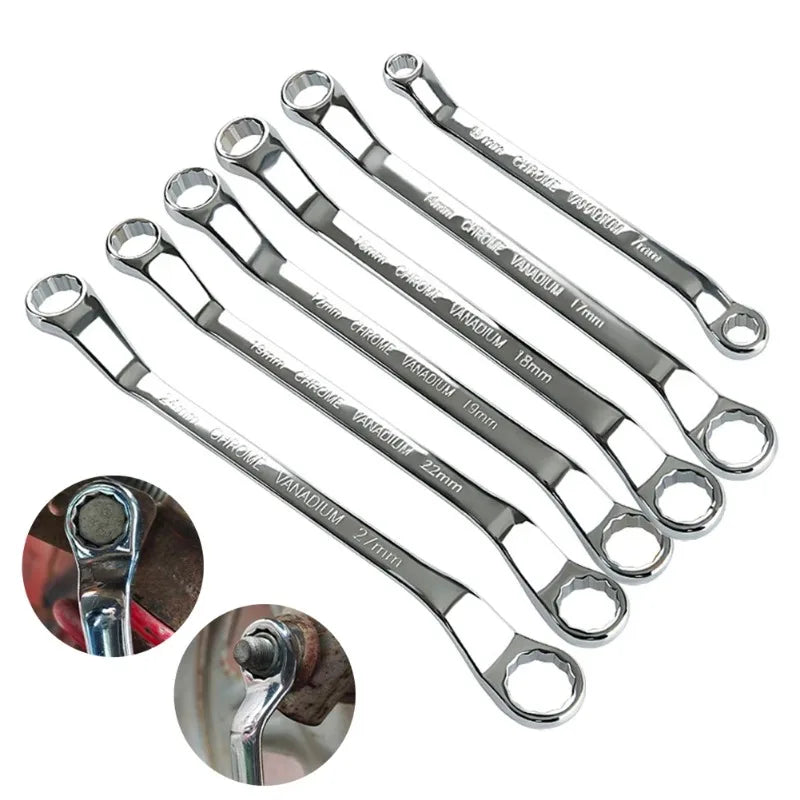 45° Double Offset Box End Wrench – Carbon Steel Ratchet Ring Spanner for Car Repair & Workshop