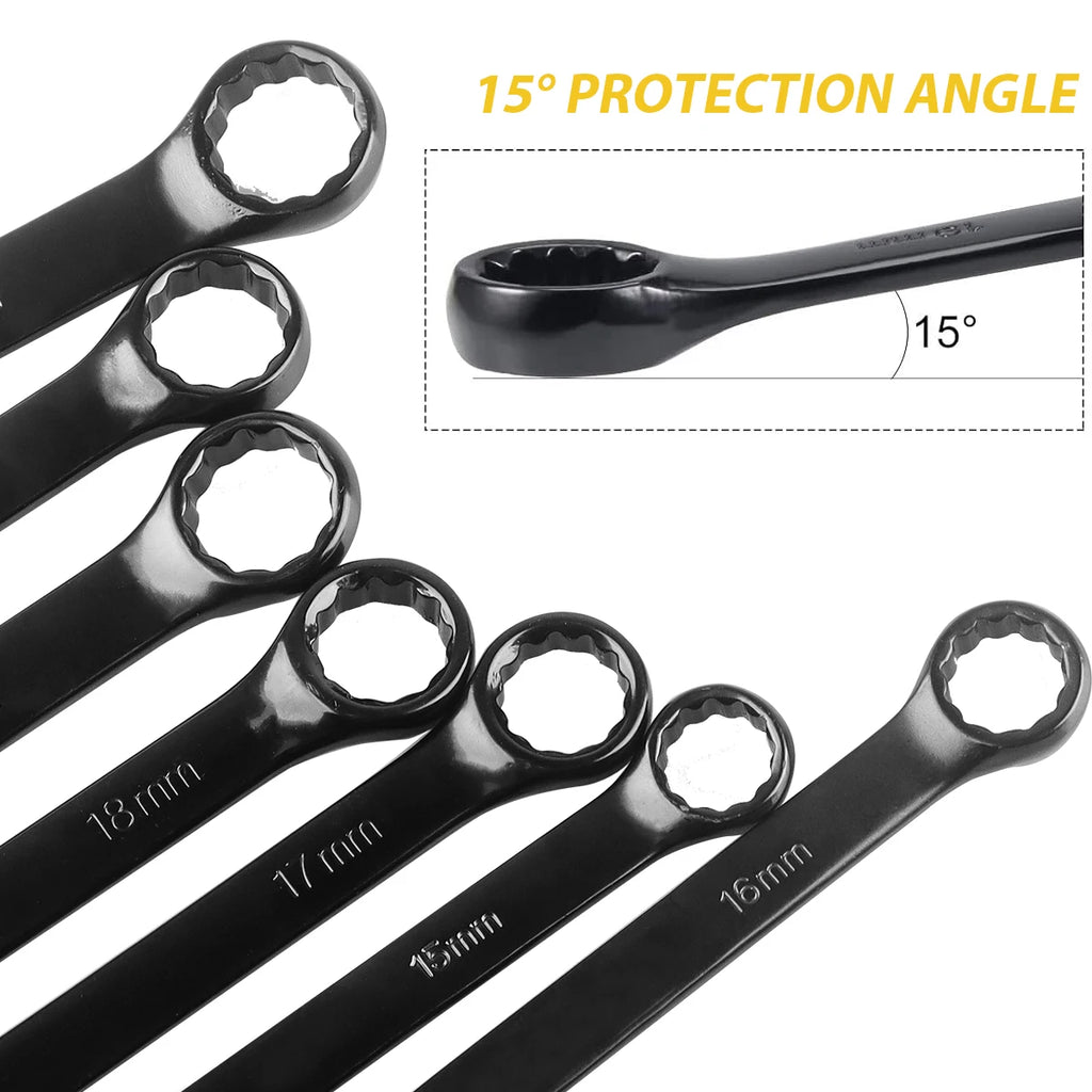 Combination Wrench Set CR-V Steel Open & Box End Spanner Tool Kit – 6–16 Piece Options w/ Pouch