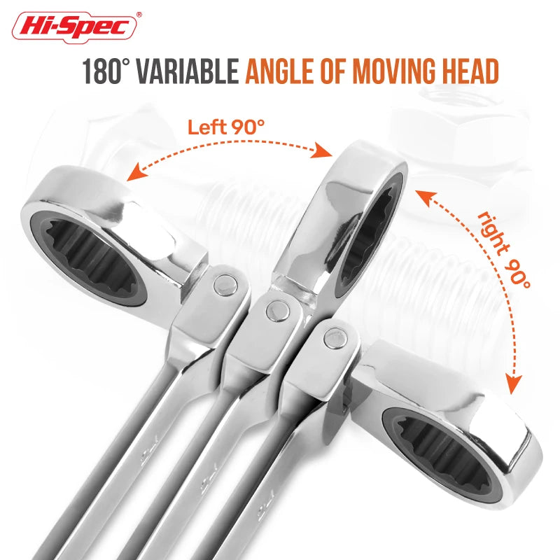 Hi-Spec Ratcheting Wrench Set 8-19mm.