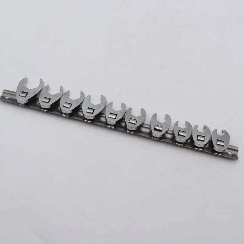Crowfoot Wrench Set 10–22mm | 3/8” Drive Open End Carbon Steel L-Type Crowfoot Socket Wrenches for Tight Space Repair