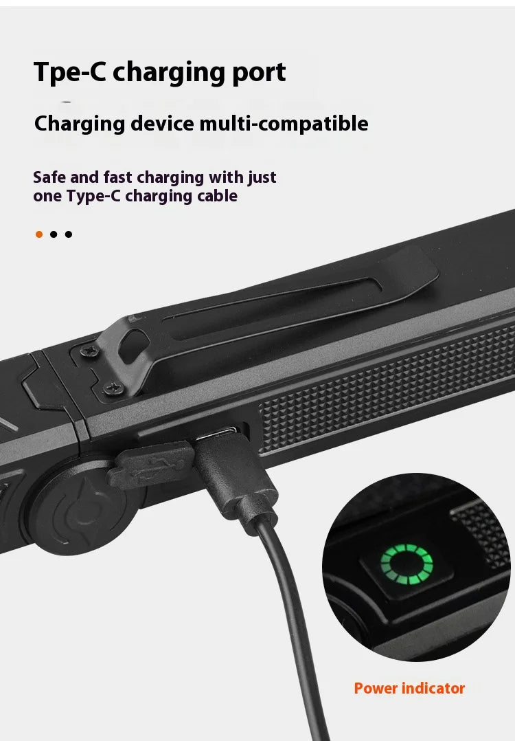 Multifunctional USB Rechargeable Flashlight with Magnet Powerful COB LED Work Light Waterproof Torch