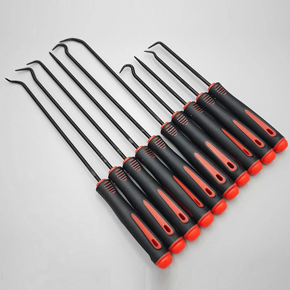 10 Piece Red Pick & Hook Set – Precision O-Ring Seal Puller Tools – Automotive & DIY