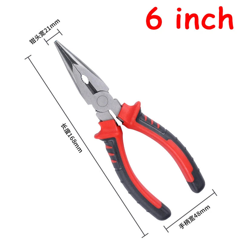 6"/8" Industrial Wire Pliers – Labor-Saving Multifunctional Long Nose Hand Tool for Cutting, Gripping & DIY