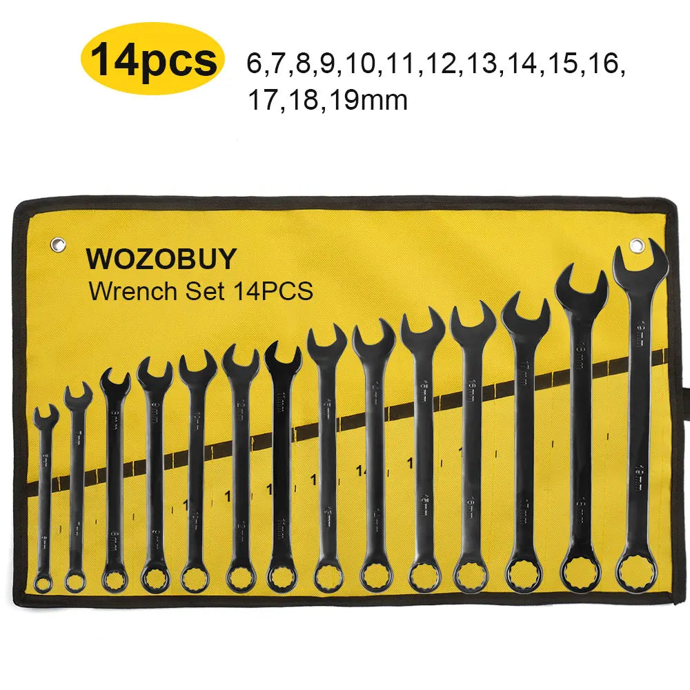 Combination Wrench Set CR-V Steel Open & Box End Spanner Tool Kit – 6–16 Piece Options w/ Pouch