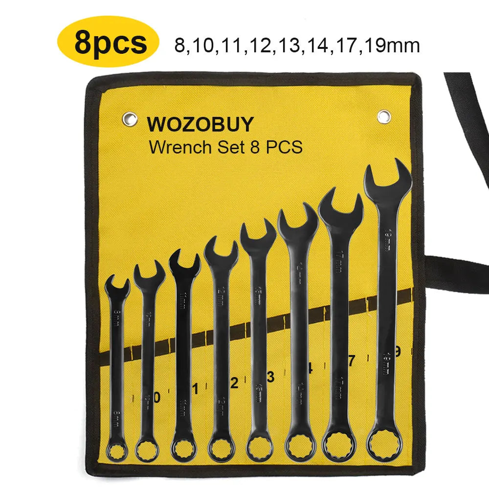 Combination Wrench Set CR-V Steel Open & Box End Spanner Tool Kit – 6–16 Piece Options w/ Pouch