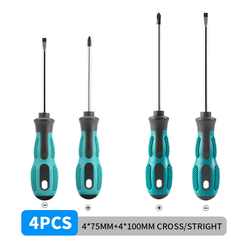 Insulated Magnetic Screwdriver Set | Chrome Vanadium Steel Non-Slip Phillips & Slotted Electrical Repair Tool Kit