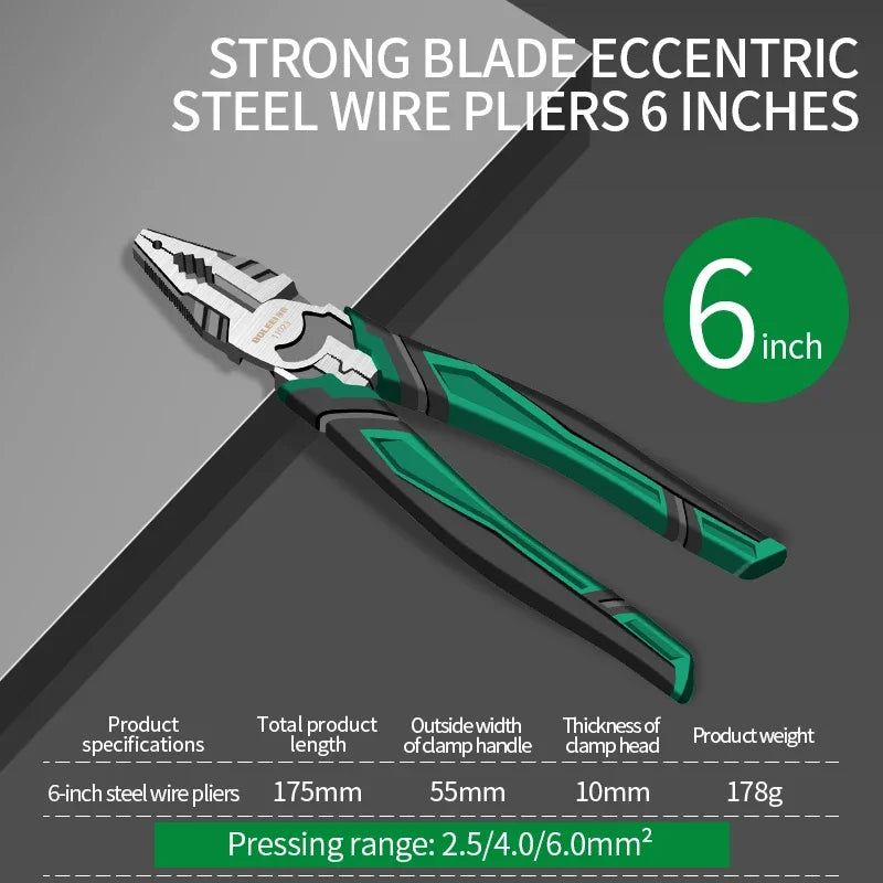 6" Multifunctional Wire Pliers – CR-V Steel Wire Stripper, Cutter & Gripping Tool for Electricians & DIY