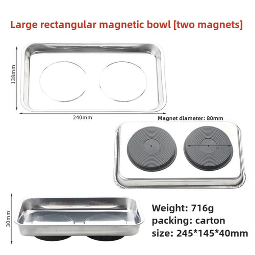 Round /Square Magnetic Bowl, Durable with Magnetic Stainless Steel
