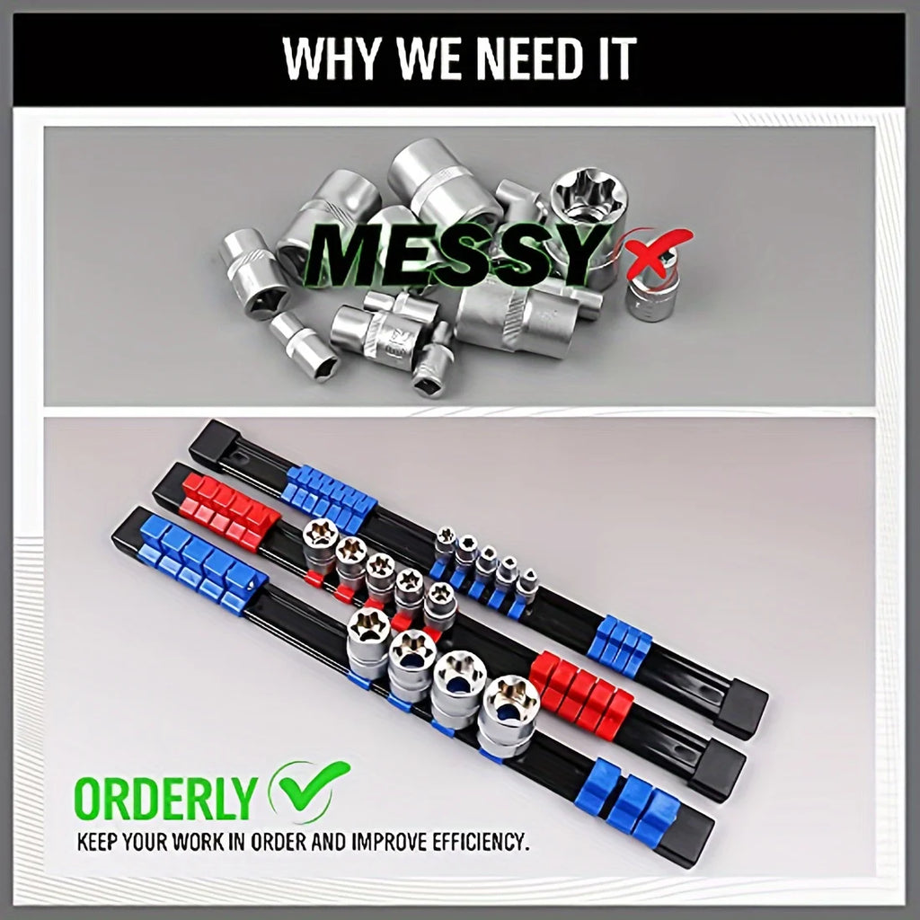 Socket Organizer Drive  6PCS 1/4, 3/8 and 1/2Holds 86 Sockets Premium Quality.