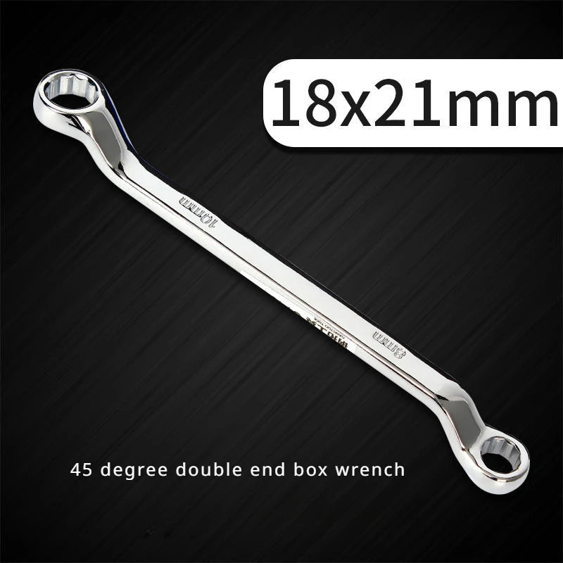 45° Double Offset Box End Wrench – Carbon Steel Ratchet Ring Spanner for Car Repair & Workshop