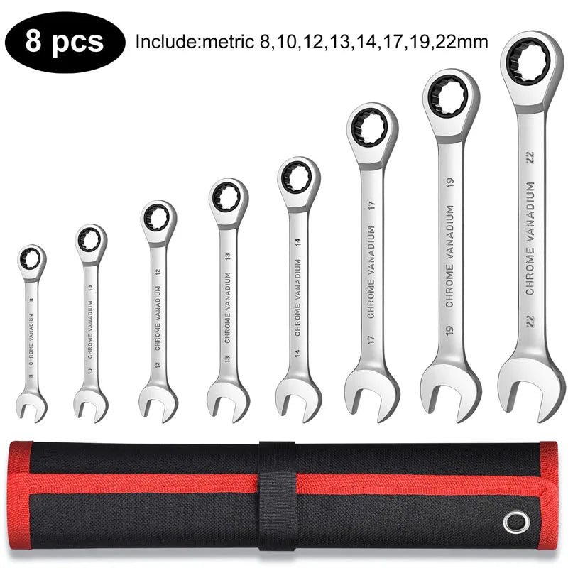Venmess 12-Point Ratcheting Wrench Set | Metric Set 8–22mm CR-V Steel Garage & Automotive Repair Tool Kit