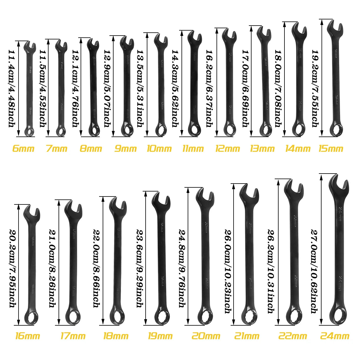 Combination Wrench Set CR-V Steel Open & Box End Spanner Tool Kit – 6–16 Piece Options w/ Pouch