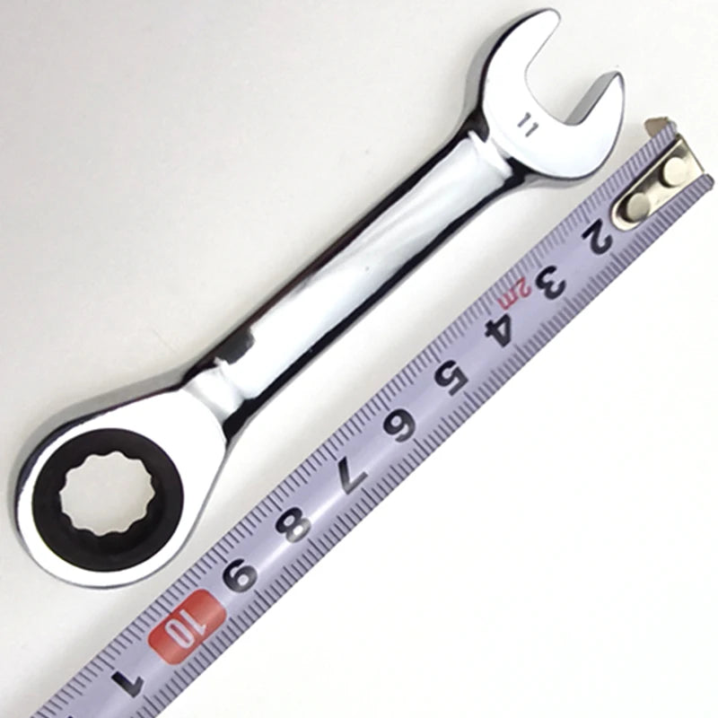 WEELEE Stubby Reversible Ratchet Wrench 8–19mm – CR-V Chrome Steel Socket Spanner Tool for Auto Repair & Mechanics