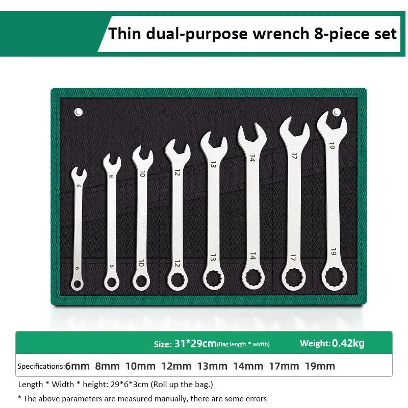 Ultra-thin Open End Wrench Set 6mm to 27mm.