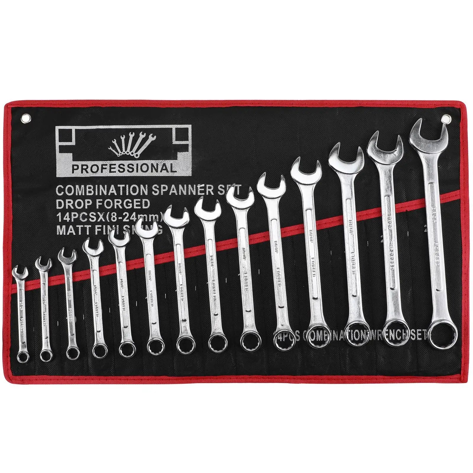 14PCS Combination Wrench Set 8–24mm CR-V Steel Metric Spanner Tool Kit Garage Auto