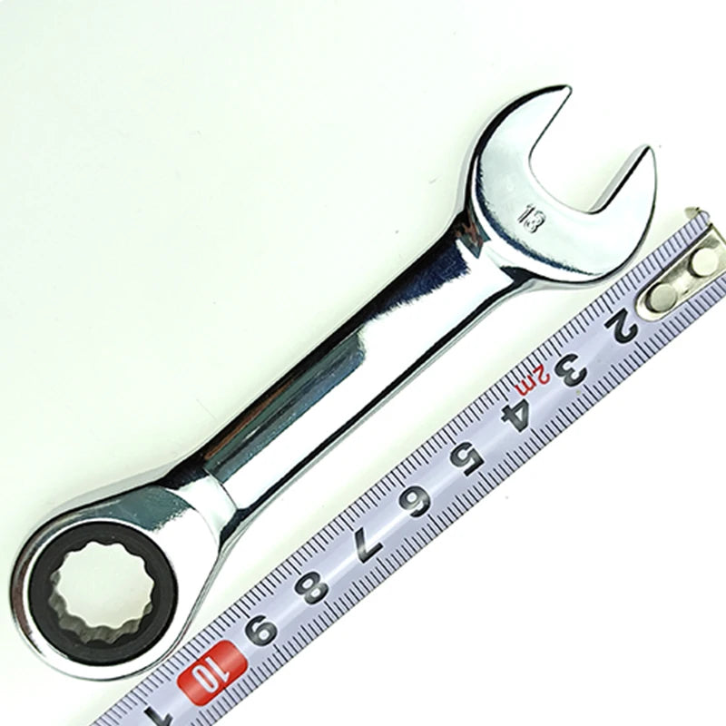 WEELEE Stubby Reversible Ratchet Wrench 8–19mm – CR-V Chrome Steel Socket Spanner Tool for Auto Repair & Mechanics