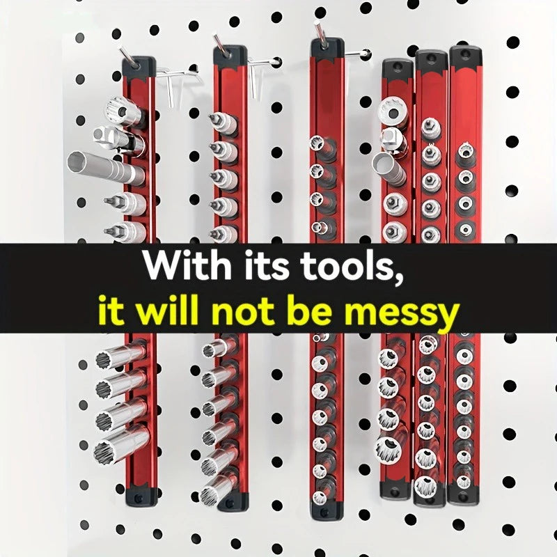 Aluminum alloy magnetic socket organizer (1 or 3 pieces), 1/4, 3/8 and 1/2.