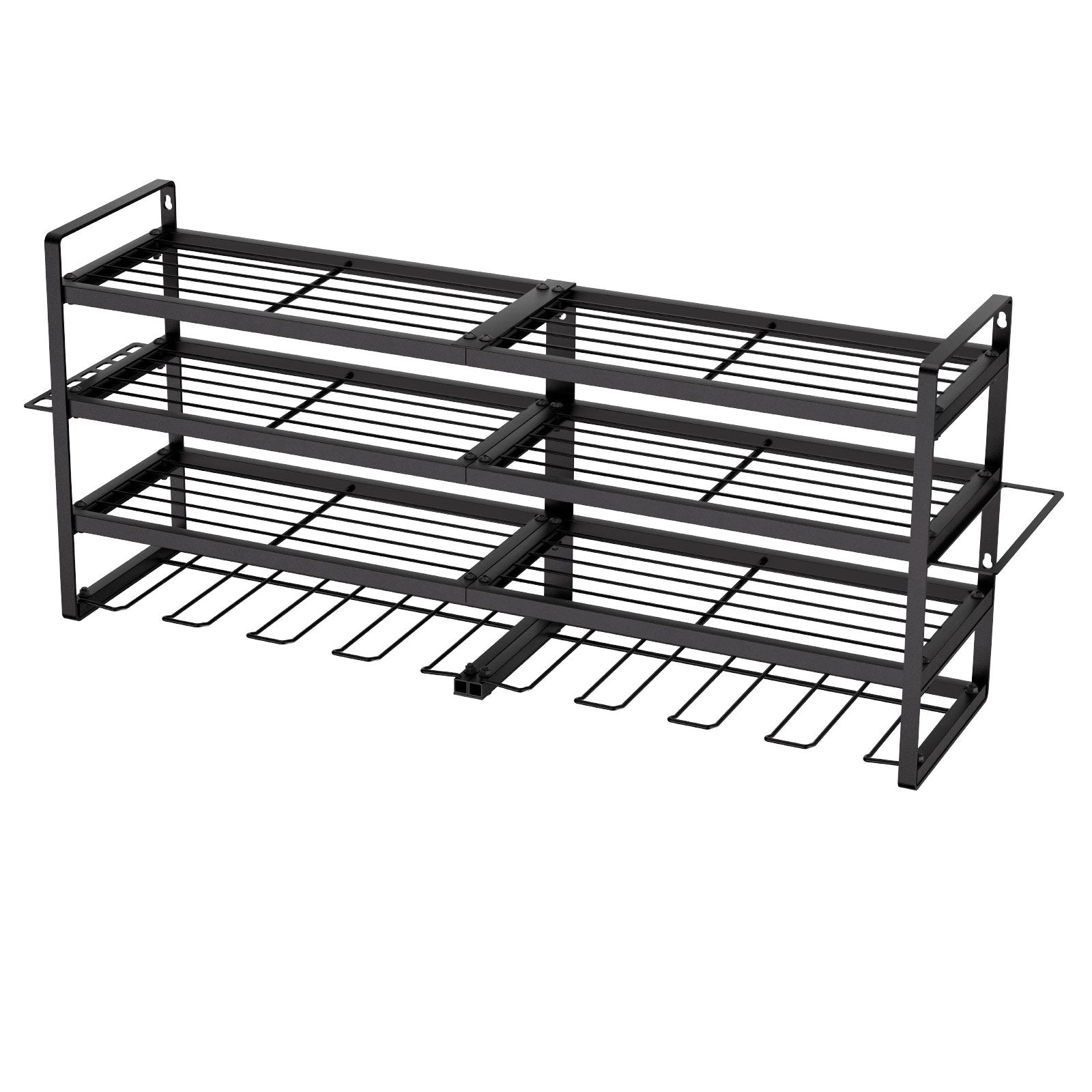 4-Tier Wall Mounted Power Tool Organizer Rack | Heavy Duty Garage Storage with Drill Holder, Shelves & Hooks (240lb Capacity)