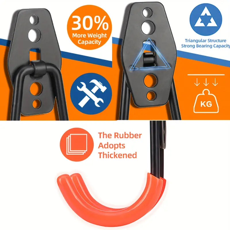 12-Piece Heavy Duty Garage Storage Hooks | Wall Mount Tool Organizer Hangers for Ladders, Bikes & Power Tools