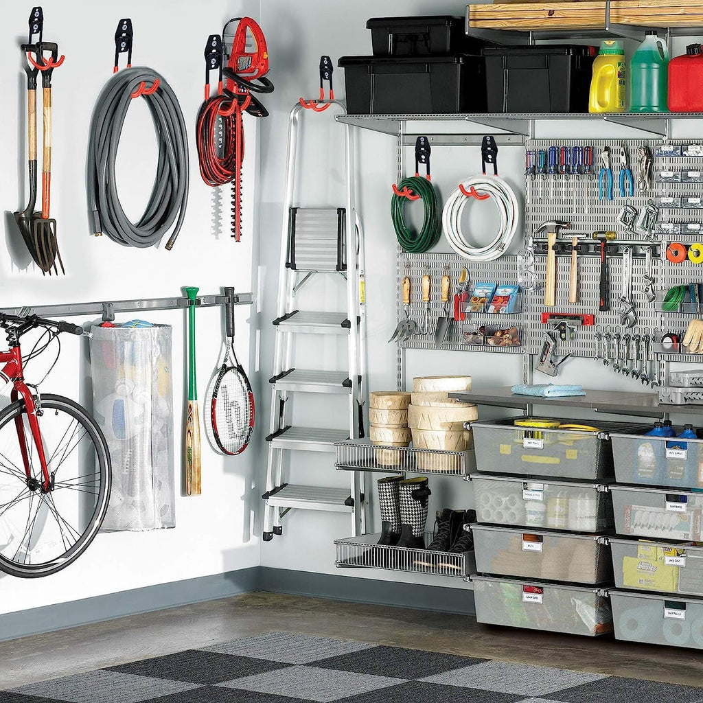 12-Piece Heavy Duty Garage Storage Hooks | Wall Mount Tool Organizer Hangers for Ladders, Bikes & Power Tools