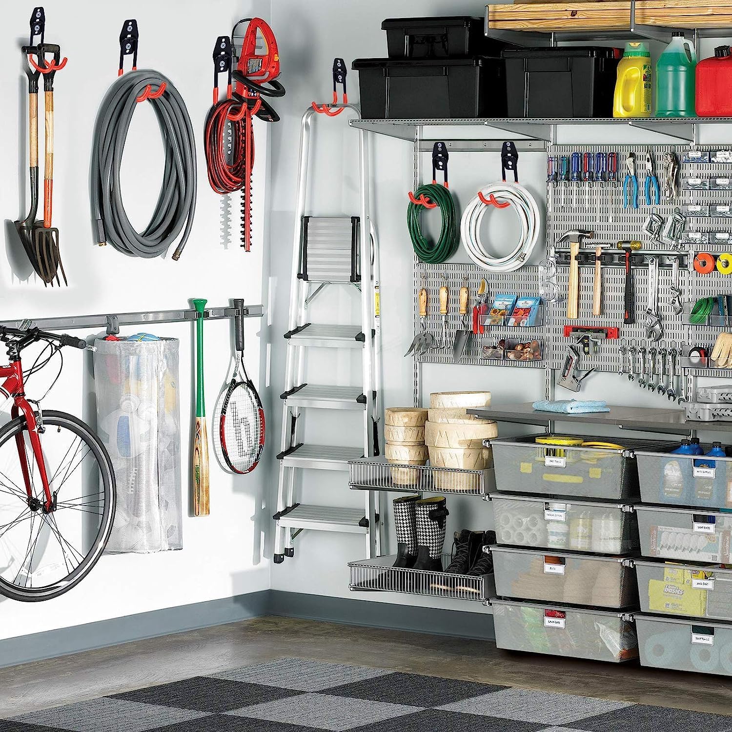12-Piece Heavy Duty Garage Storage Hooks | Wall Mount Tool Organizer Hangers for Ladders, Bikes & Power Tools